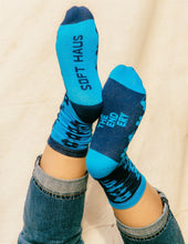 Load image into Gallery viewer, Soft Haus X The Endery Deadstock Socks - Flower - Denim &amp; Aqua
